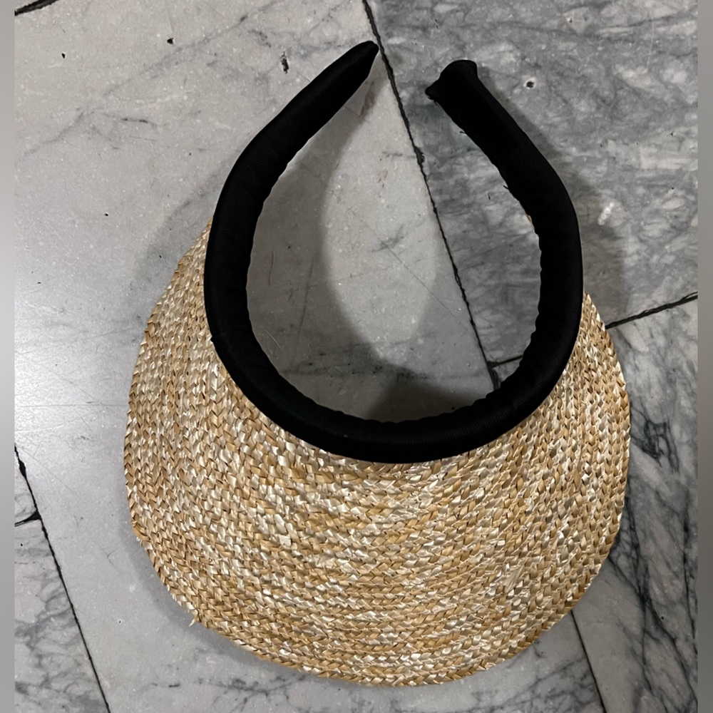 Olivia Natural Straw Visor with Black Headband